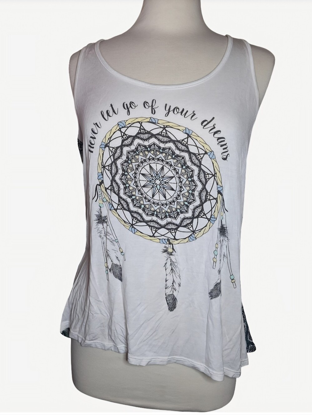 Sugar High Never Let Go Of Your Dreams Sheer Tank Top Size XL High Low Boho